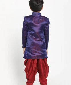 JBN Creation Boys' Blue And Maroon Silk Blend Indowestern Sherwani And Dhoti Set 10 JBN Creation Boys' Blue And Maroon Silk Blend Indowestern Sherwani And Dhoti Set