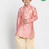 JBN Creation Boys' Pink Jute Silk Blend Sherwani