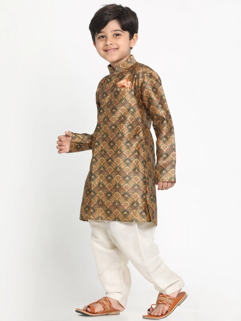 JBN Creation Boys Silk Blend Kurta And Patiala Set 4 JBN Creation Boys Silk Blend Kurta And Patiala Set