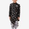 JBN Creation Boys Black And Grey Angrakha Style Indowestern Sherwani And Dhoti Set 2 JBN Creation Boys Black And Grey Angrakha Style Indowestern Sherwani And Dhoti Set