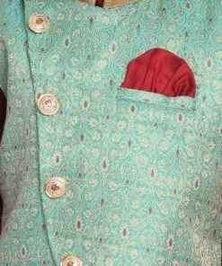 JBN Creation Boys' Maroon Silk Blend Kurta, Nehru Jacket And Pyjama Set