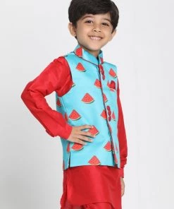 JBN Creation Boys' Quirky Watermelon Print Nehru Jacket
