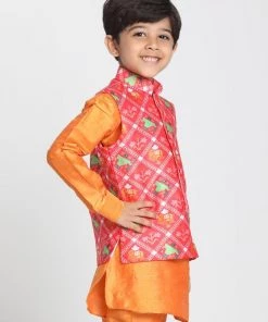 JBN Creation Boys' Ethnic Print Nehru Jacket