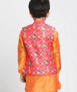 JBN Creation Boys' Ethnic Print Nehru Jacket