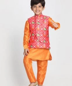 JBN Creation Boys' Ethnic Print Nehru Jacket
