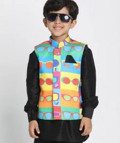 JBN Creation Boys' Quirky Sunglass Print Nehru Jacket