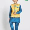 JBN Creation Boys' Quirky Nehru Jacket, Blue Kurta And Pyjama Set Buy 1 Get 1