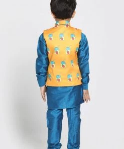 JBN Creation Boys' Quirky Nehru Jacket, Blue Kurta And Pyjama Set Buy 1 Get 1