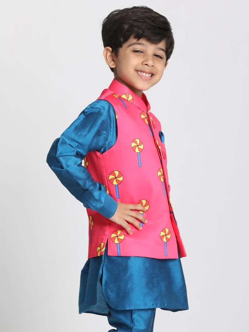 JBN Creation Boys' Quirky Pinwheel Print Nehru Jacket 4 JBN Creation Boys' Quirky Pinwheel Print Nehru Jacket