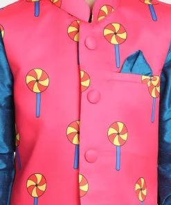 JBN Creation Boys' Quirky Pinwheel Print Nehru Jacket 10 JBN Creation Boys' Quirky Pinwheel Print Nehru Jacket