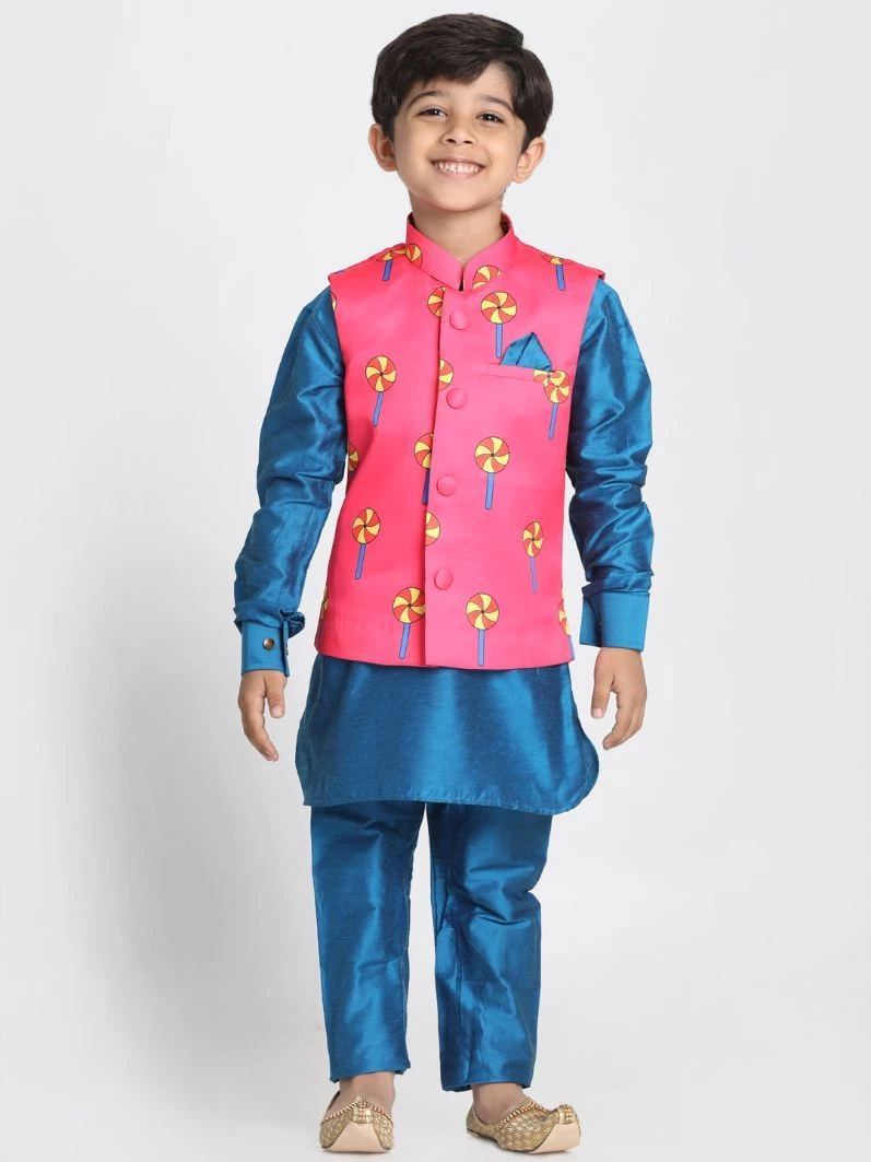 JBN Creation Boys' Quirky Pinwheel Print Nehru Jacket 7 JBN Creation Boys' Quirky Pinwheel Print Nehru Jacket