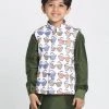 JBN Creation Boys' Quirky Chasma Print Nehru Jacket