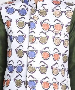 JBN Creation Boys' Quirky Chasma Print Nehru Jacket