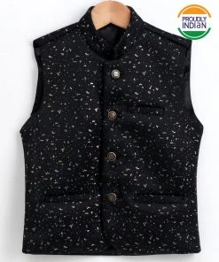 Vastramay Imported Dew Drop Black Nehru Jacket Buy 1 Get 1
