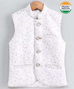 Vastramay Imported Dew Drop White Nehru Jacket Buy 1 Get 1