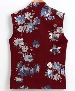 Vastramay Digital Foil Printed Maroon Nehru Jacket