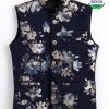Vastramay Digital Foil Printed Navy Blue Nehru Jacket Buy 1 Get 1