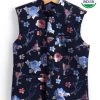 Vastramay Imported Fabric Floral Print Navy Blue Nehru Jacket 1 Vastramay Imported Fabric Floral Print Navy Blue Nehru Jacket