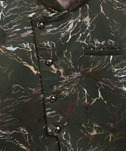 JBN Creation Boys Green Scuba Foil Print Nehru Jacket