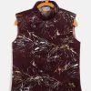 JBN Creation Boys Maroon Scuba Foil Print Nehru Jacket