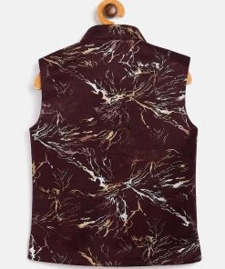 JBN Creation Boys Maroon Scuba Foil Print Nehru Jacket 8 JBN Creation Boys Maroon Scuba Foil Print Nehru Jacket