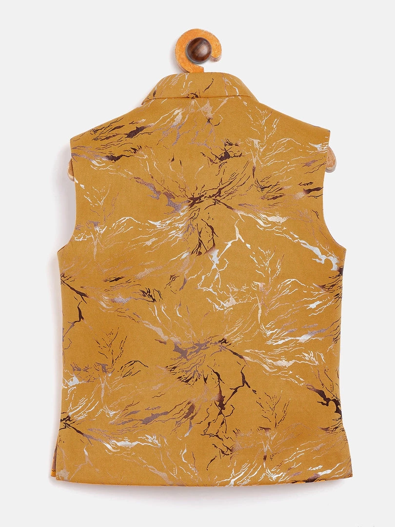 JBN Creation Yellow Scuba Foil Print Nehru Jacket Boys 5 JBN Creation Yellow Scuba Foil Print Nehru Jacket Boys