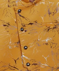 JBN Creation Yellow Scuba Foil Print Nehru Jacket Boys 7 JBN Creation Yellow Scuba Foil Print Nehru Jacket Boys