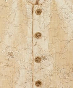 Boys JBN Creation Beige Silk Blend Embroidered Nehru Jacket