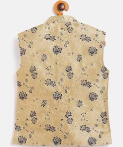 JBN Creation Navy Blue Asymmetric Banarasi Brocade Nehru Jacket