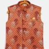 JBN Creation Orange Sequin Embellished Foam Quilted Nehru Jacket