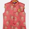 JBN Creation Boys Pink Sequin Embellished Foam Quilted Nehru Jacket 2 JBN Creation Boys Pink Sequin Embellished Foam Quilted Nehru Jacket