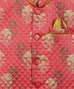 JBN Creation Boys Pink Sequin Embellished Foam Quilted Nehru Jacket