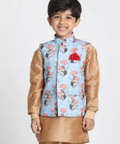 JBN Creation Boys' Multicolor Cotton Silk Blend Nehru Jacket