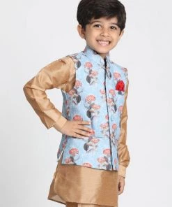 JBN Creation Boys' Multicolor Cotton Silk Blend Nehru Jacket