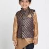 JBN Creation Boys' Deep Blue Cotton Silk Blend Nehru Jacket