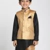JBN Creation Buy 1 Get 1 Boys' Gold Cotton Silk Blend Nehru Jacket