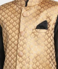 JBN Creation Buy 1 Get 1 Boys' Gold Cotton Silk Blend Nehru Jacket