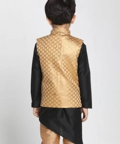 JBN Creation Buy 1 Get 1 Boys' Gold Cotton Silk Blend Nehru Jacket