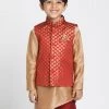 JBN Creation Buy 1 Get 1 Boys' Maroon Cotton Silk Blend Nehru Jacket
