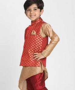 JBN Creation Buy 1 Get 1 Boys' Maroon Cotton Silk Blend Nehru Jacket 9 JBN Creation Buy 1 Get 1 Boys' Maroon Cotton Silk Blend Nehru Jacket