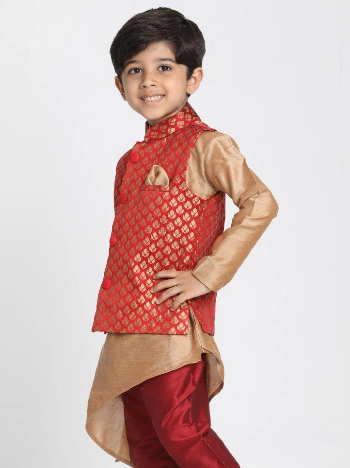 JBN Creation Buy 1 Get 1 Boys' Maroon Cotton Silk Blend Nehru Jacket 4 JBN Creation Buy 1 Get 1 Boys' Maroon Cotton Silk Blend Nehru Jacket