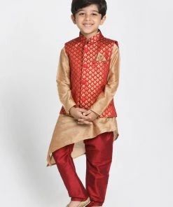JBN Creation Buy 1 Get 1 Boys' Maroon Cotton Silk Blend Nehru Jacket 12 JBN Creation Buy 1 Get 1 Boys' Maroon Cotton Silk Blend Nehru Jacket