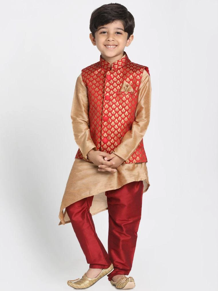 JBN Creation Buy 1 Get 1 Boys' Maroon Cotton Silk Blend Nehru Jacket 7 JBN Creation Buy 1 Get 1 Boys' Maroon Cotton Silk Blend Nehru Jacket