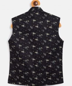 JBN Creation Boys' Black Cotton Blend Nehru Jacket