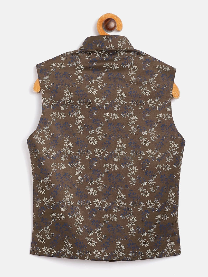 JBN Creation Boys' Coffee Brown Cotton Blend Nehru Jacket 5 JBN Creation Boys' Coffee Brown Cotton Blend Nehru Jacket