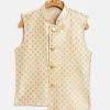 JBN Creation Gold Asymmetric Brocade Nehru Jacket Boys