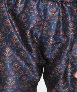 JBN Creation Maroon Twill Jacket, Printed Kurta And Pyjama Set Boys