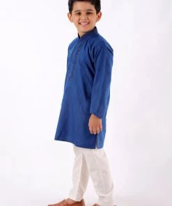 JBN Creation Boy's Blue Thread Work Kurta With Pyjamas Boys