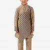 JBN Creation Boys' Chiku Cotton Blend Kurta Pyjama Set