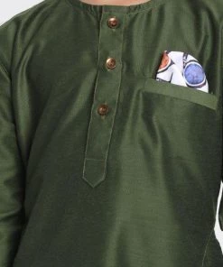 JBN Creation Mehandi Green Cotton Blend Kurta Pyjama Set